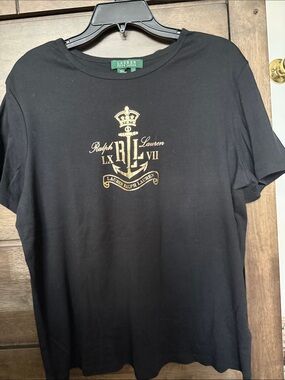 Lauren Ralph Lauren Black Short-Sleeve Tee with Gold Crest